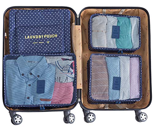 Packing Cubes,Mossio 7 Set Travel Organizers Backpack Waterproof Storage Bags For Trip Blue Circle #TOP2
