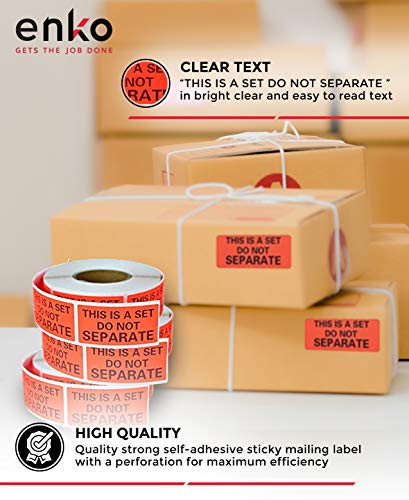 Enko - This Is A Set Do Not Separate Packaging Labels (1 X 2 Inch) Fluorescent Red Fba Label (4 Roll, 2000 Labels) #TOP2