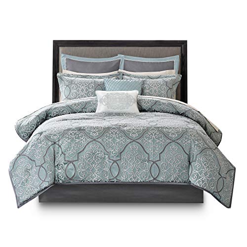 Madison Park Traditional Luxe Cotton Jacquard Comforter Set, 12PC Queen - image 9