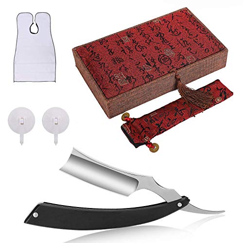 Straight Razor Vintage Straight Edge Barber Razor for men (Black) (Black kit)