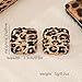 Retro Geometric Rectangle Leopard Print Stud Earrings for Women Gold Plated Vintage Square Animal Print Statement Studs Hypoallergenic Unique Design Fashion Trendy Jewelry