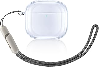 حافظة حماية شفافة متوافقة مع سماعات ايربودز 4، متوافقة مع ايربودز الجيل الرابع، حافظة حماية مقاومة للصدمات والسقوط مع شريط تعليق، حافظة لسماعات ايربودز 4