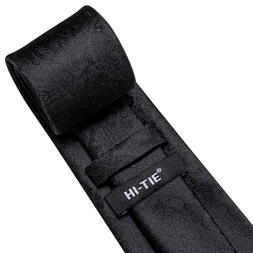 Image of Hi-Tie Paisley Floral Ties Set for Men Silk Mens Stripes Necktie Pocket Square Cufflinks Set Formal Business