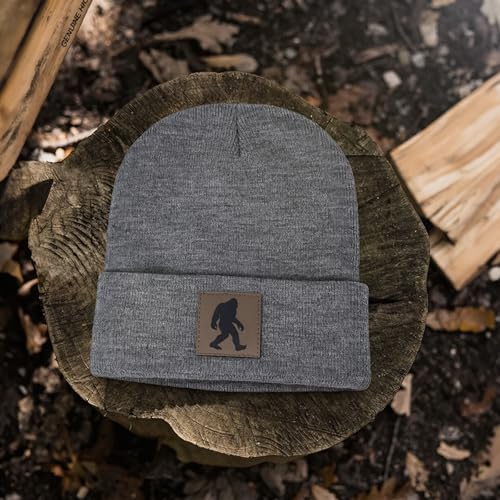 Image of Bigfoot Beanie for Men - Sasquatch Hat Winter Knit Cuffed Beanie for Women - Bigfoot Gifts for Christmas & New Year