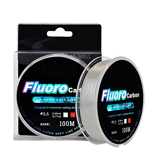 Mayhem Fishing Fluorocarbon Clear Invisible Main Line Leader Abrasive Resistant Fast Sinking Fishing Line Spool 100M (4.5/20Lb) #TOP1
