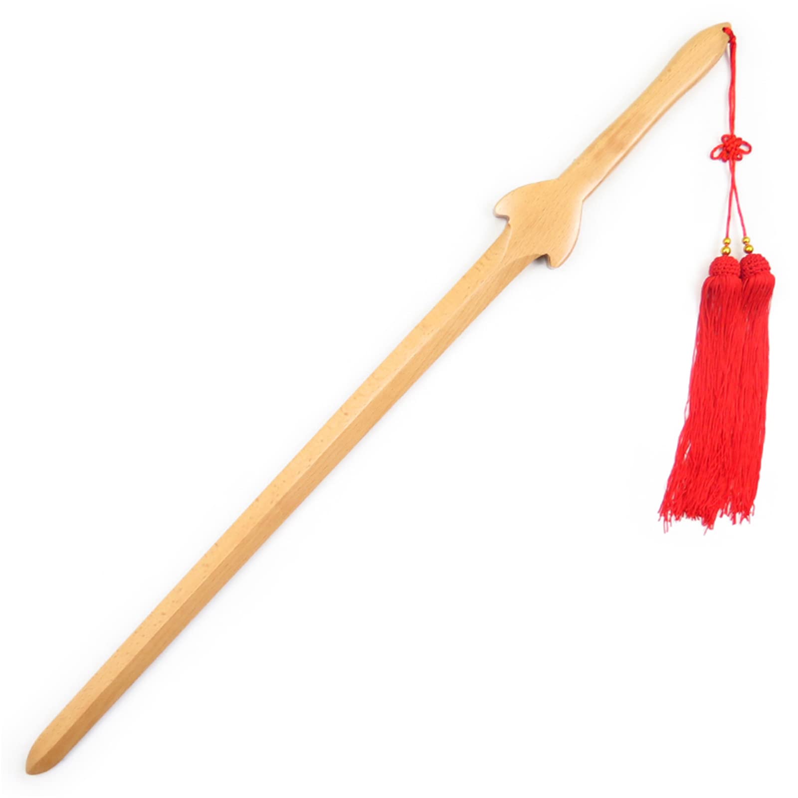 Espada Recta de Tai Chi de Madera de Haya Natural 100 cm, Bokken Artesanal para Entrenamiento de Artes Marciales