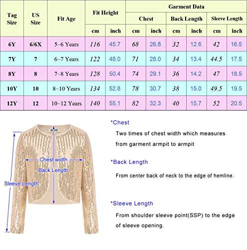 Sequins Cardigan For Girls Long Sleeve Shiny Girls Bolero Shrug Silver 6Y #TOP5