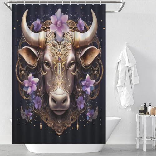 Rideau de douche taureau imperméable et séchage rapide en tissu
