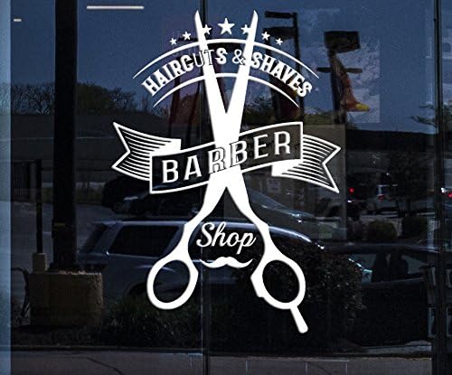 Window Vinyl Decal Wall Sticker Barber Tools Haircuts Shaves Beauty Salon Decor Unique Gift (n883w) White 22.5 in x 32 in image 4