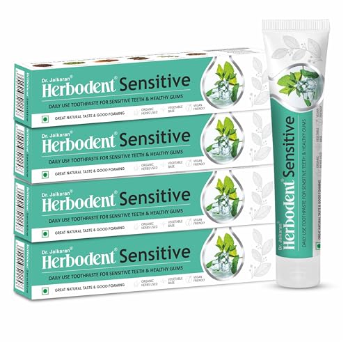 Image of Sensitive Toothpaste, 185g Pack of 4 | for Enamel Repair & Cavity Protection, Fluoride Free, Sensitive Care with Natural Mouthwash & Gum Strengthening Herbs - Clove, Tomar & more.