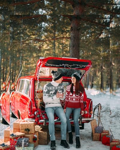 Christmas Sweater Couple Matching Reindeer Snowflakes Crewneck Knit Pullover Men Women Xmas Jumper4