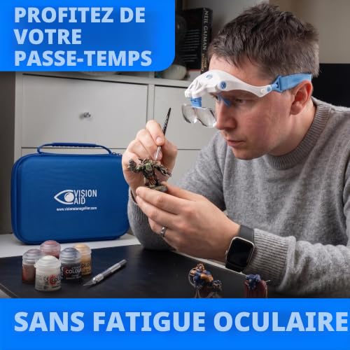 Vision Aid – Lunettes loupe avec lumière LED, Bandeau, étui de Rangement, loupe Mains Libres pour Loisirs créatifs, Point de Croix, Peinture Diamant, Travail de précision - Édition Deluxe – vue 6