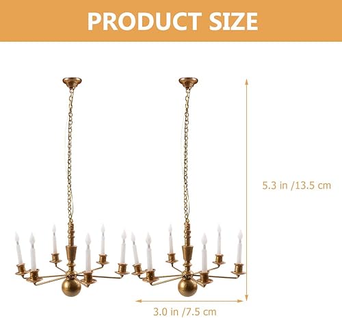 Miniatura 2 de DOITOOL 2 piezas de araña modelo miniatura casa de muñecas accesorios mini lámpara miniatura mini luces colgantes casa de muñecas lámpara de casa de