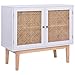 Produktbild vidaXL Sideboard mit 2 Türen Anrichte Kommode Schrank Mehrzweckschrank Beistellschrank Highboard Standschrank Weiß 88,5x40x80cm MDF Rattan