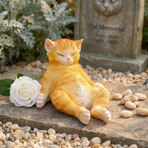 Estatua Decorativa de Gato de Resina para Jardín 9.8 in