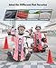 ELEMARA Drift Cart with Stepless Speed,12V Electric Drift Kart with Adjustable Seat,5 MPH Drifting Car with Pennant, Kids Ride On Toy with LED Lights,Music,Bluetooth,for Kids Age 6+, Pink