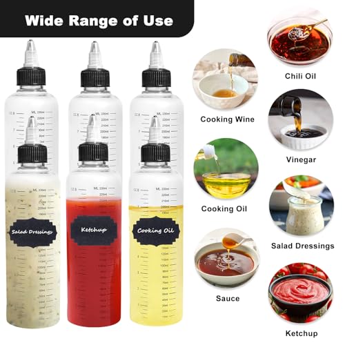 Miniatura 6 de Amentalove 6 Piezas Biberones De Cocina 250ml, Squeeze Bottles, Botella De Salsa De Plástico, Transparentes Dispensador De Botellas De Condimentos Para Salsa De Tomate Mostaza Mayonesa Ketchup