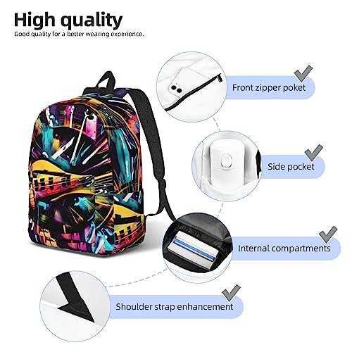 Sac à dos ordinateur portable et sac à livres imprimé piano avec compartiments