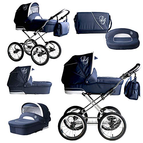 Bebebi Loving | 2 in 1 Kombikinderwagen | Nostalgie Kinderwagen | Farbe: Blue Ardent