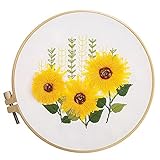 mopulo Embroidery Kit for Adults Beginners Starter Cross Stich Kit with Sunflower Pattern Stamped Em