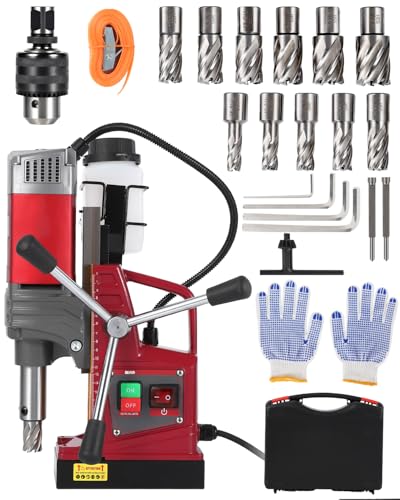 Image of PrecisionAuto Magnetic Drill Press – 1450W Motor, 820RPM, 1.57" Boring Diameter, 13000N Magnetic Force, Twist Drill Adapter, Portable Electric Drill for Steel Beam & Metal, Industrial & Construction