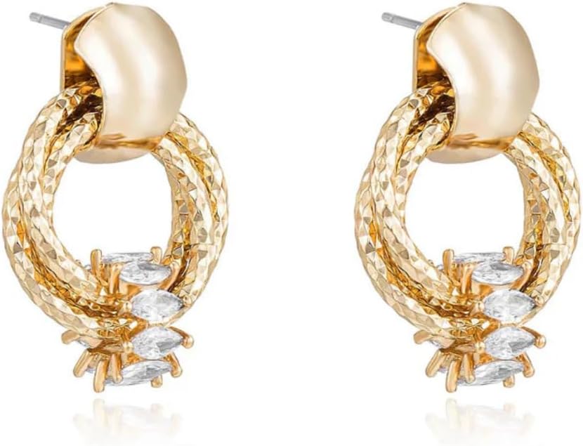 Ettika Mini Barrel Crystal Earrings. Open Circle Stud Dangle Earrings in 18K Gold Plated. Earrings for Women. Jewelry Gifts For Women