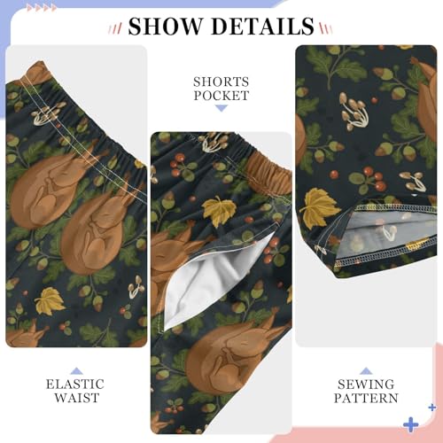 Sleeping Squirrel Pine Cone Boys Long Pants Soft Trousers Elastic Waist Kids Lounge Bottoms with Pockets S-XL4