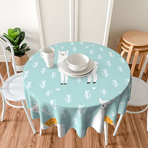 Alpaca Table Cloth Round Table Cover Wrinkle Resistant Waterproof Tablecloth 60 Inch Washable For Kitchen Party Picnic #TOP3