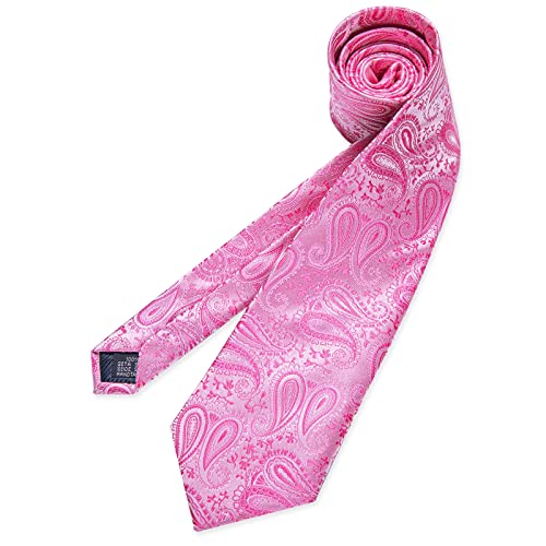 Image of DiBanGu Mens Paisley Tie Set Silk Woven Jacquard Necktie and Pocket Square Cufflinks Gift Set for Wedding Bussiness