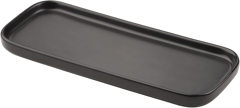VanEnjoy Ceramic Tray for Kitchen Counter, Black Vanity Tray for Bathroom Counter, Long Narrow Tray for Soap Bottles