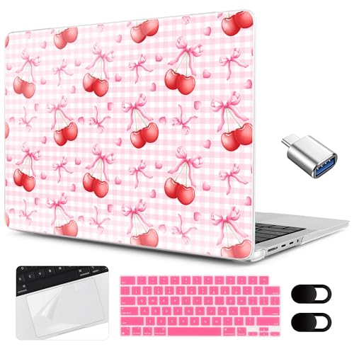 Image of MEEgoodo Case for M5 MacBook Pro 16 inch Case 2026 2024 2023 2021 with M5 M4 M3 M2 M1 Pro /Max Chip, Fit Model A3429 /A3428 /A3403 /A3186 /A2991 /A2780 /A2485, Cherry Bow Pattern