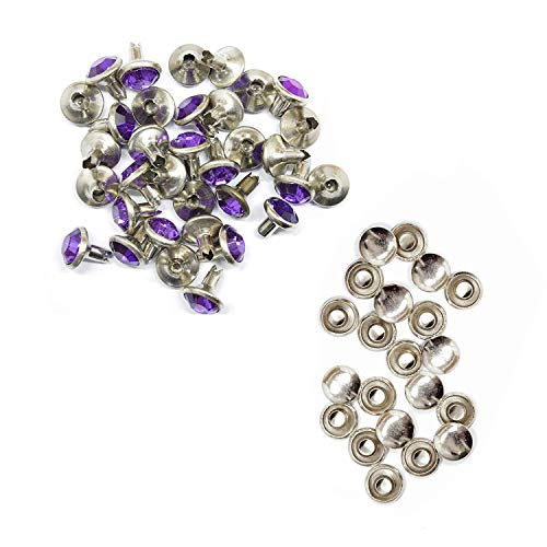 Trimming Shop 8Mm Purple Crystal Rivets, Diamante Acrylic Rhinestone Studs With Pins For Diy Leathercrafts, Clothing Decoration, Arts & Crafts Projects, Purses Embellishment, 10Pcs #TOP7