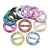 SEMINI 12 Pieces Tee Shirt Clips 1.2 inch T Shirt Plastic Round Shape Fashion Scarf Clip Ring with Assorted Colors (Inner 30mm/1.2in, Color 2)