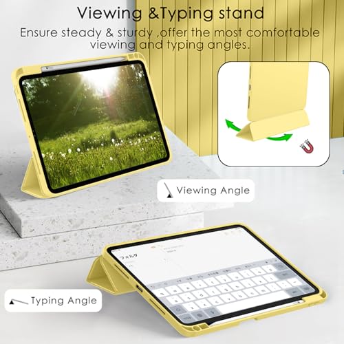 Image of ZryXal New iPad Pro 13 Inch Case (M5) 2025 / (M4) 2024 with Pencil Holder, Smart iPad Case [Support Pencil Pro and Pencil (USB-C)], Support Touch ID and Auto Wake /Sleep (New Yellow)