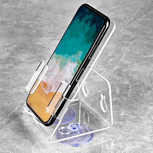 Jzmyxa Bath&Shower Cell Phone Stand Holder-Handset Bracket-Suction Cup Bracket -Suction Cup Holder, Holder's Tray Mounted With Two Strong Suction Cups Suit For Most Cell Phones #TOP5