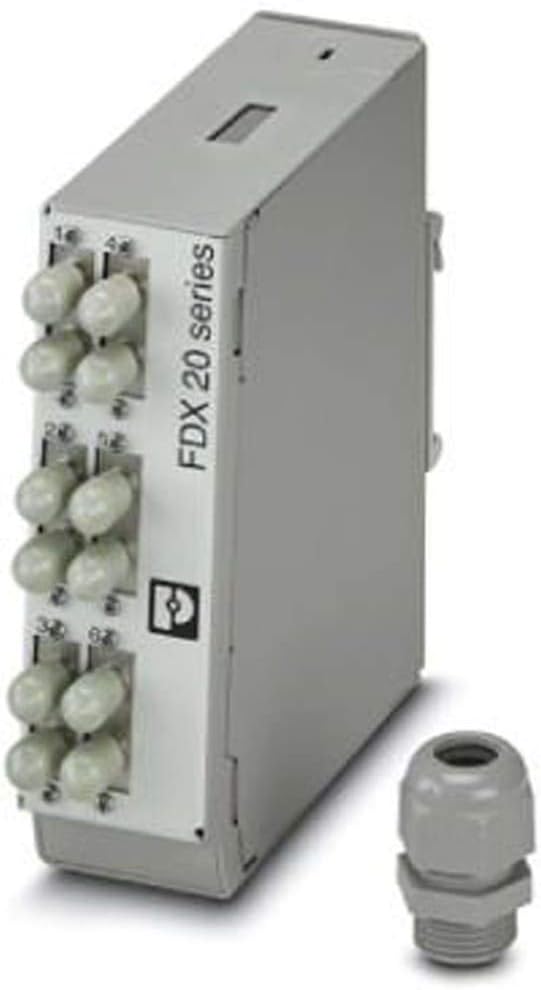 Fiber Optic Data Connector; DIN Rail Splice Box; 6x ST Duplex; FOC