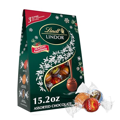 Lindt LINDOR Holiday Assorted Chocolate Candy Truffles with Smooth, Melting Truffle Center, 15.2 oz. Bag
