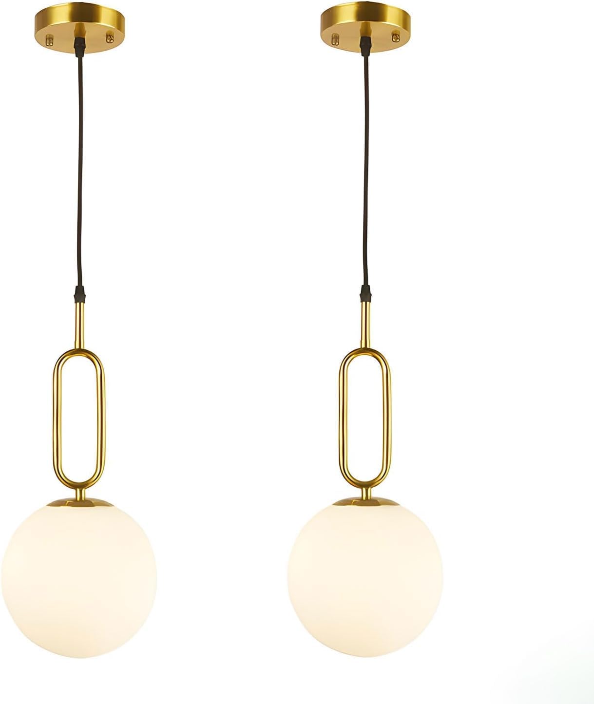 Luminaire suspendu globe en verre pour îlot de cuisine et salon contemporain gold