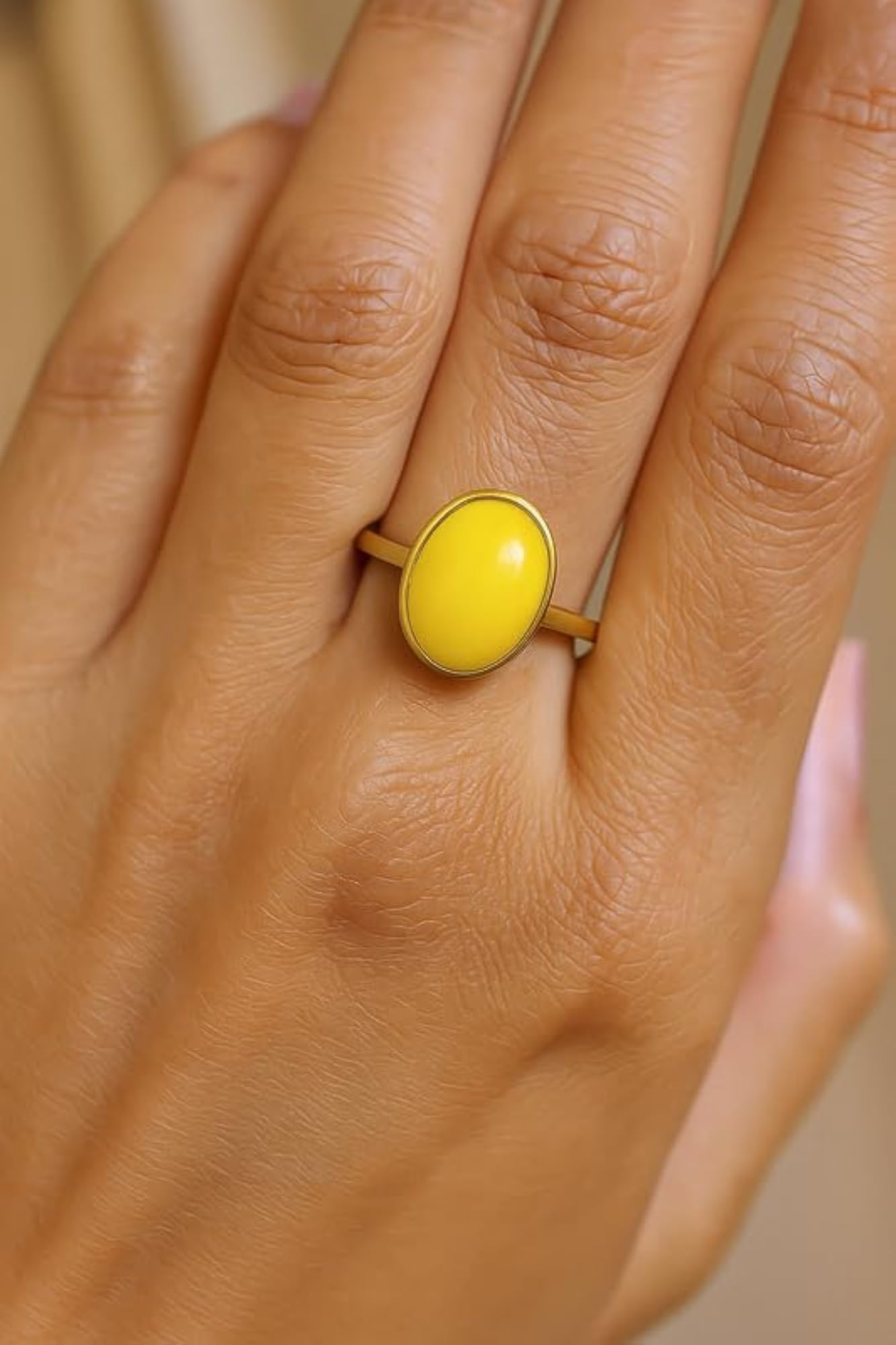 Women's 9.75 Ct Yellow Hakik Handcrafted Panchdhatu Adjustable Ring