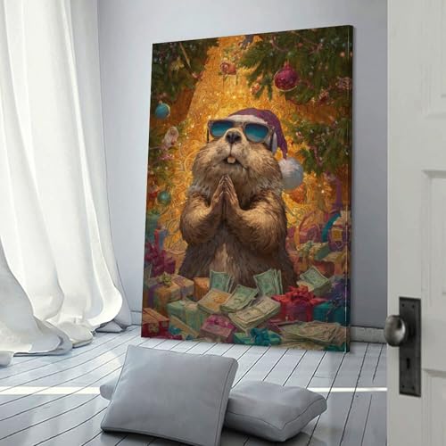 La surprise festive de la marmotte POLIUAWS une toile cadeau idéale