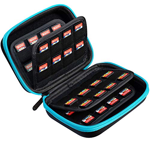 ButterFox 64 Switch Game Case for Nintendo Switch, Switch Game Card Storage Holder or SD Memory Card Case (64 Black/Blue)