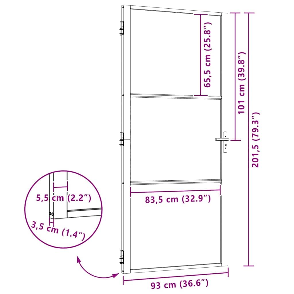 Festnight Puerta Interior de Vidrio Templado y Aluminio 93 x 201.5 cm, Puerta de Cristal, Puerta Interior Moderna, Sólido y Seguro,#2