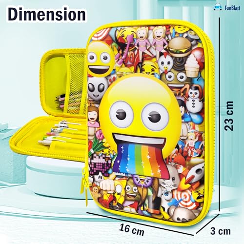 Image of FunBlast Pencil Pouch Case - Smiley Pencil Case, Multipurpose Zipper Pencil Pouch for Kids, Large Capacity Stationary Organizer for School Kid, Pouch for Kid (Multicolor)