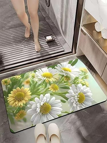 Image of SKVM Memory Foam Water Absorbent Rectangular Shape Mat for Bathroom Kitchen Floor Door Entrance Anti Slip Foot Skid Shower mat (Design 7)