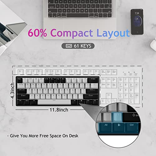 Aula Rgb 60 Percent Wired Gaming Keyboard Mechanical, Mini Compact Gaming Keyboards With Brown Switches-Black&Grey #TOP4