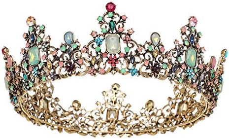 SWEETV Jeweled Baroque Queen Crown - Rhinestone Wedding Crowns and Tiaras for Women, Costume Party Hair Accessories with Gemstones,Victoria