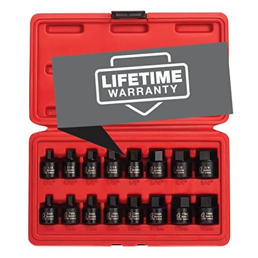 Sunex 3646, 3/8 Inch Drive Low Profile Impact Hex Driver Set, 16-Piece, SAE/Metric, 1/4 Inch - 3/4 Inch, 6mm - 19mm, Cr-Mo Steel, Dual Size Markings, Heavy Duty Storage Case, Meets ANSI Standards