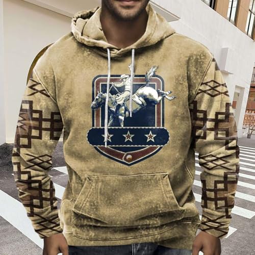 Mens Aztec Hoodies Long Sleeve Western Cowboy Sweatshirts Vintage Graphic Hooded Sweatshirts Patchwork Fall Tops3