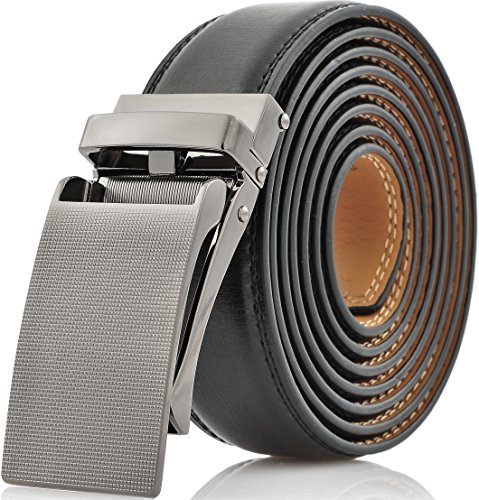Image of Marino Avenue Ratchet Belt for Men. Adjustable Leather Dress Belt with 38 Easy to Click Into Place Ratchet Closures.