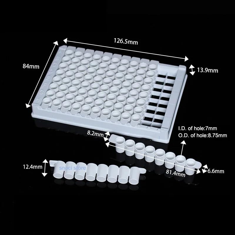 96 Holes Elisa Plate for Lab Equipment Well Culture Plate Tissue Culture Tool，polystyrene Detachable sterile Packing 5Pcs/Pack(Transparent-5set)